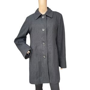St. John's Bay L Gray Wool Blend Single Breasted Coat Pea Coat Car Coat Jacket